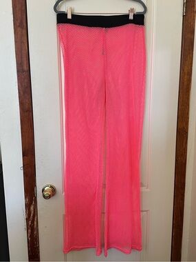 Love Neon Pink Mesh Cover-Up Pants with Black Waistband